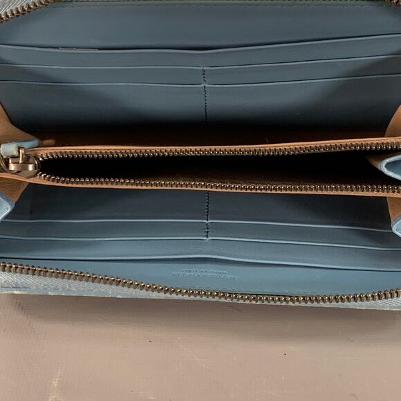 BOTTEGA VENETA Blue Woven Intrecchiato Leather Zipper Checkbook Wallet - Picture 7 of 9